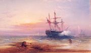 Edward Moran Salute at Sunset. painting